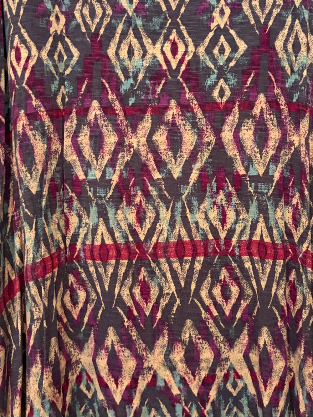 Free People Boho Maxi Skirt in Burgundy Geo Print - Picture 6 of 10